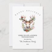 Carte de Noël plate aquarelle Renne (Devant)