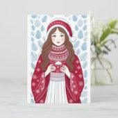 Carte de Noël plate avec fille (Debout devant)