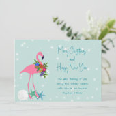 Carte de Noël plate avec message de Joyeux Noël Fl (Debout devant)