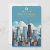 Carte de Noël plate avec photo Joyeux Noël Chicago (Devant)