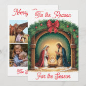 Carte de Noël plate de la Nativité (Devant / Derrière)