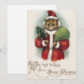 Carte de Noël plate de Louis Wain Santa Cat (Devant / Derrière)