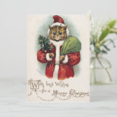 Carte de Noël plate de Louis Wain Santa Cat (Debout devant)