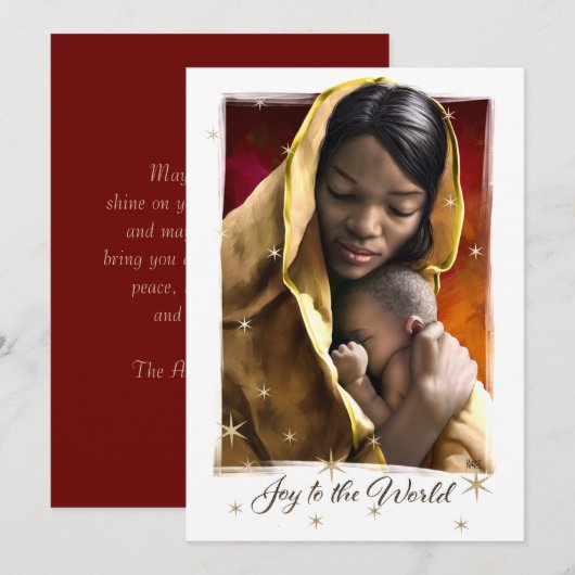 Carte de Noël plate de Madonna d'Afrique américain (Devant / Derrière)