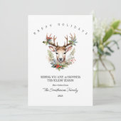 Carte de Noël plate de rennes aquarelle de Noël (Debout devant)