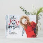 Carte de Noël plate de vacances de joie et de bonh (Debout devant)