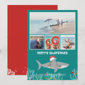 Carte de Noël plate et drôle de requin pour les fê (Devant / Derrière)