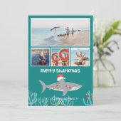 Carte de Noël plate et drôle de requin pour les fê (Debout devant)