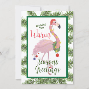 Carte de Noël plate Flamingo Saison Vœux