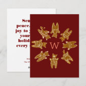 Carte de Noël plate monogramme à chatons pain d'ép (Devant / Derrière)