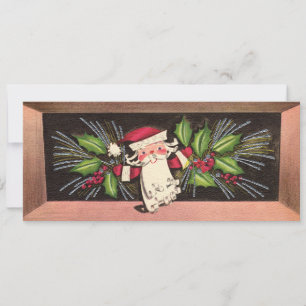 Carte de Noël plate Père Noël des années 1960