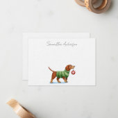 Carte de Noël plate personnalisée avec chien migno (Devant/Arrière en situation)