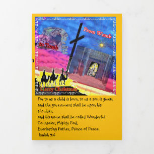 Carte de Noël pliante triple artistique
