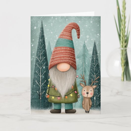 Carte de Noël pliée 5x7 Gnome (Devant)