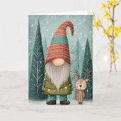 Carte de Noël pliée 5x7 Gnome (Fleur jaune)