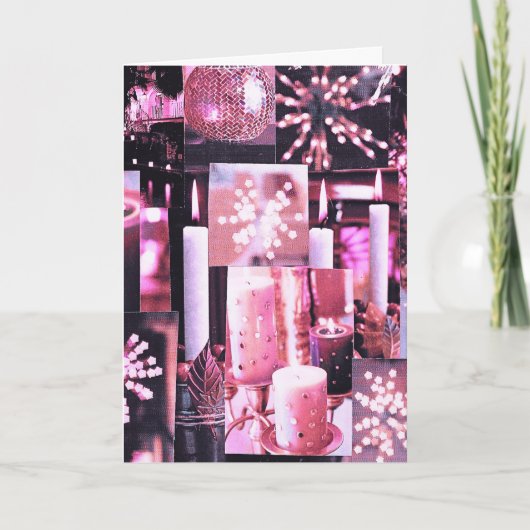 Carte de Noël pliée aux bougies et paillettes de N (Devant)