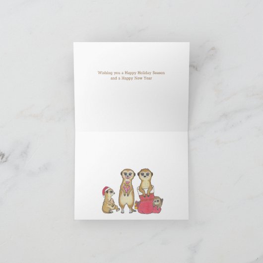 Carte de Noël pliée avec des suricates mignons (Intérieur)
