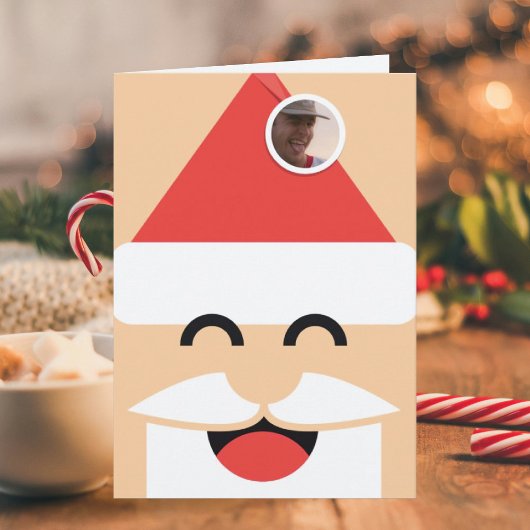 Carte de Noël pliée avec le visage de Santa