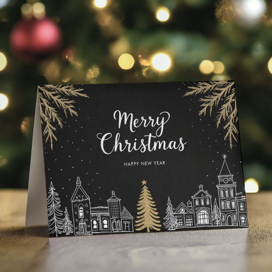 Carte de Noël pliée Calligraphie Fêtes