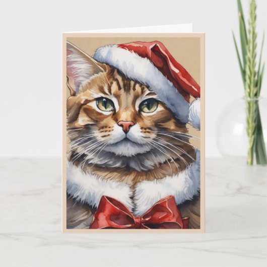 Carte de Noël pliée chat joyeux Noël (Devant)