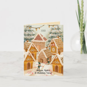 Carte de Noël pliée Gingerbread Village Christmas