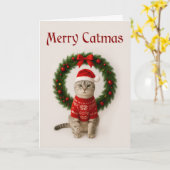 Carte de Noël pliée Grumpy Cat (Fleur jaune)