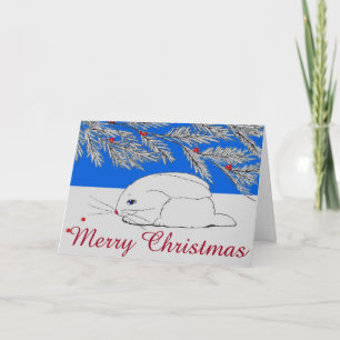 Carte de Noël pliée 'Lapin de Neige'