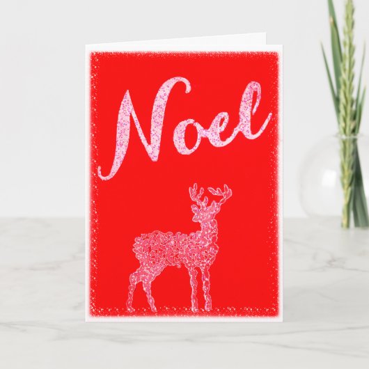 Carte de Noël pliée Noel rouge et blanc (Devant)