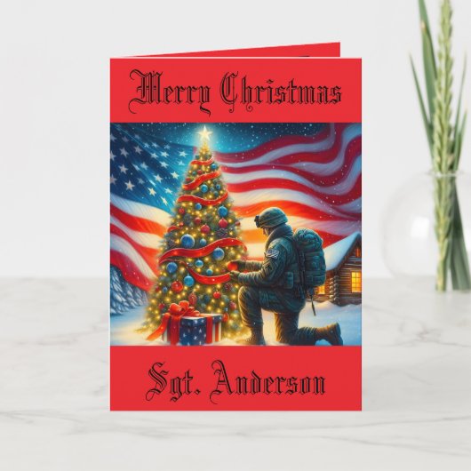 Carte de Noël pliée pour un militaire (Devant)