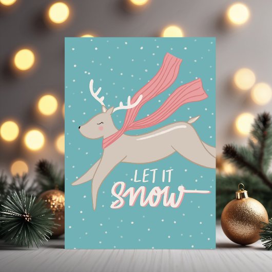 Carte de Noël pliée Renne au galop