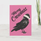 Carte de Noël pliée rose et noire (Devant)