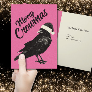 Carte de Noël pliée rose et noire