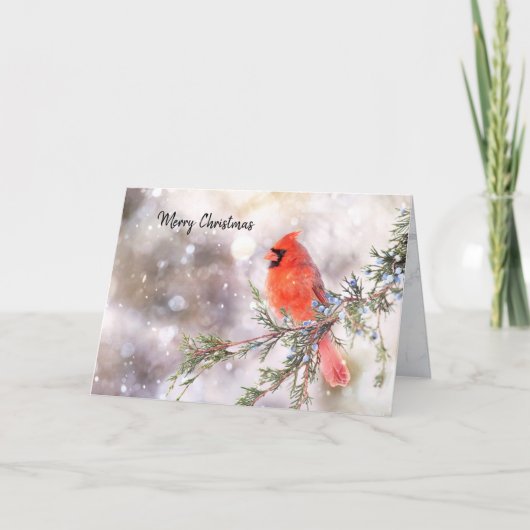 Carte de Noël pliée Rouge Cardinal (Devant)