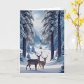 Carte de Noël pliée Scène d'hiver  (Fleur jaune)