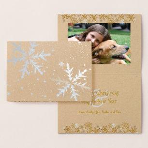 Carte de Noël pliée Silver n Gold Foil