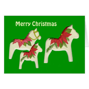 Carte de Noël Poinsettia Horses