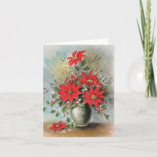 Carte de Noël Poinsettia vintage (Devant)