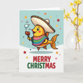Carte de Noël Poisson Doré (Fleur jaune)