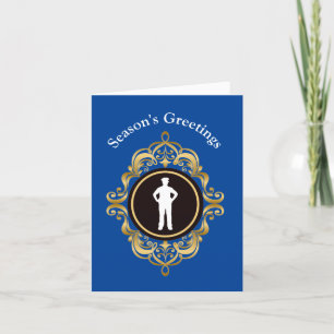 Carte de Noël Policier Silhouette Blanche