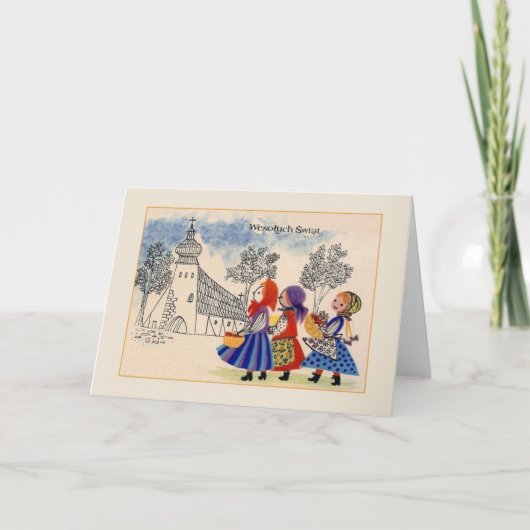 Carte de Noël polonaise de Wesołych Świąt de cru (Devant)