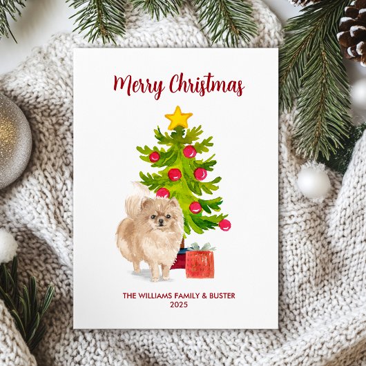 Carte de Noël Pomeranian