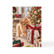 Carte de Noël Pomeranian Carte de vacances de Noël
