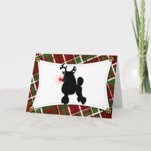 Carte de Noël Poodle Reindeer