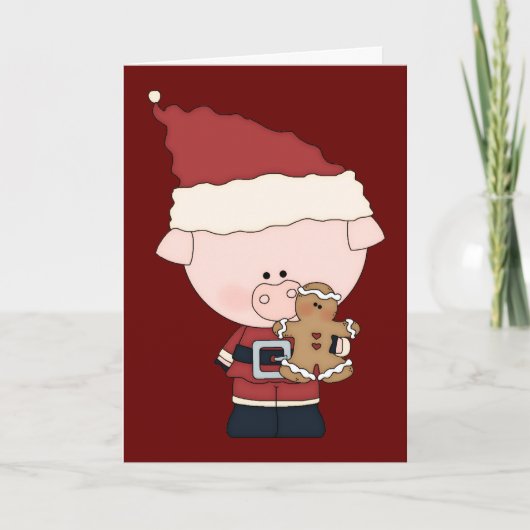 Carte de Noël porcine du père noël (Devant)
