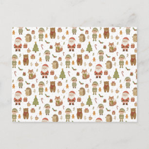 Carte de Noël postale en bois de Noël dessinée à l