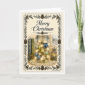 Carte de Noël - Pot de décorations (Devant)