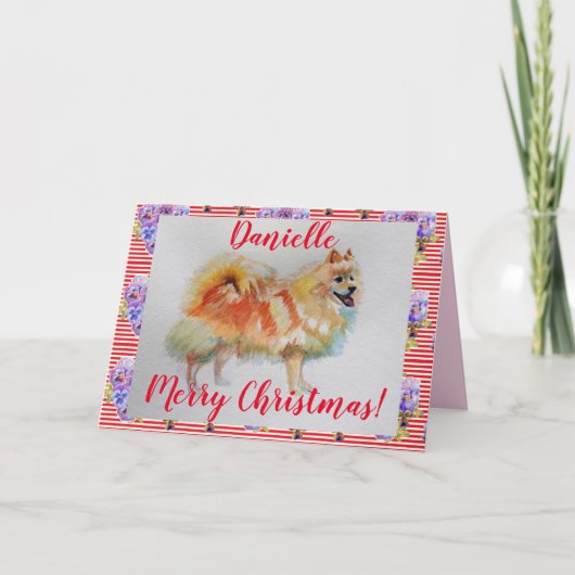 Carte de Noël pour animal de compagnie Spitz Dog a (Devant)