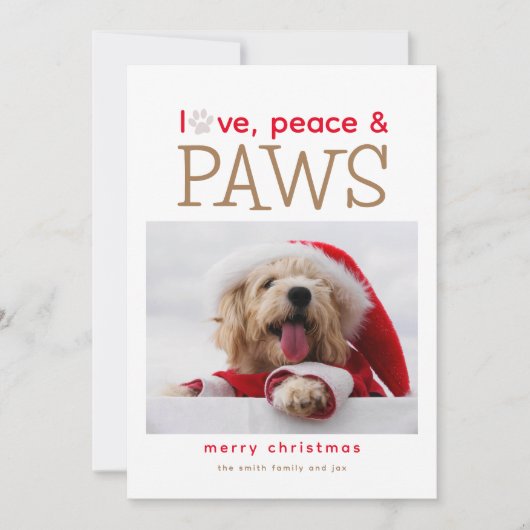 Carte de Noël pour animaux de compagnie Love Peace (Devant)