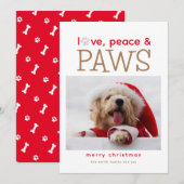 Carte de Noël pour animaux de compagnie Love Peace (Devant / Derrière)