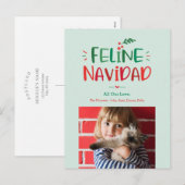 Carte de Noël pour animaux de Noël félin (Devant / Derrière)